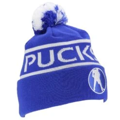 Puck Stop Winter Beanie - Blue 5 Puck Stop Winter Beanie - Blue -Hockey Sale Store 1521649532 PuckStopBobbleHatBlue3