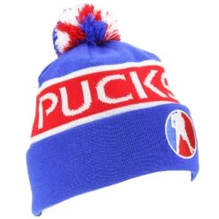 Puck Stop Winter Beanie - Blue/Red -Hockey Sale Store 1521649767 PuckStopBobbleHatBlueRed3